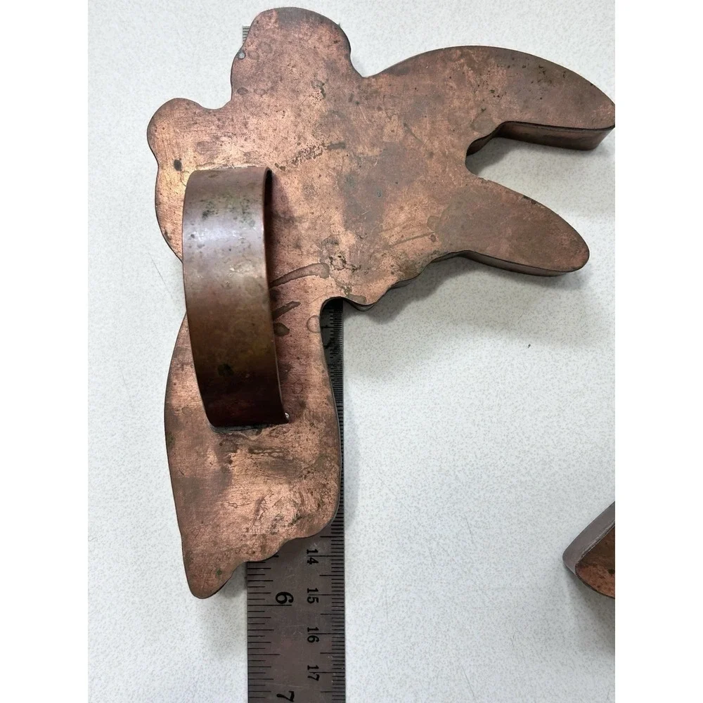 Michael Bonne Copper Cookie Cutter Xmas Angels Lot Flat Back W/ Handle Signed